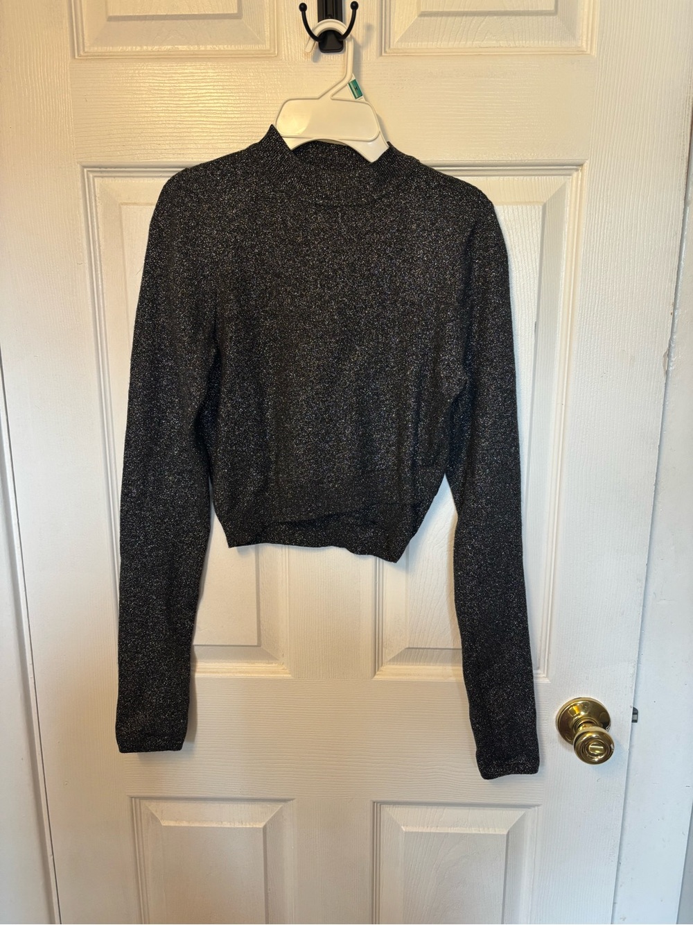 Express Metallic Black Crewneck Sweater